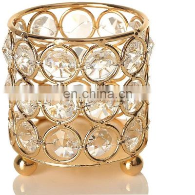 Gold Square Shape Crystal Tealight Candle Holders for Office Table Decorative Centerpiece Gifts Christmas Decoration Gifts Boxed