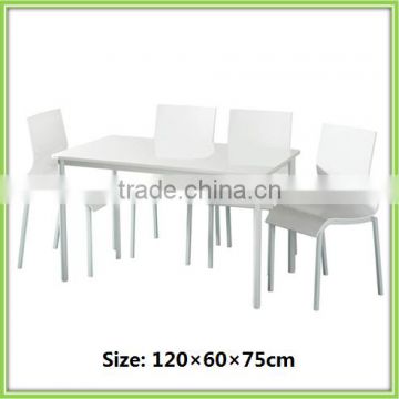 Modern High Gloss MDF Board Restaurant White Dining Table Set Designs