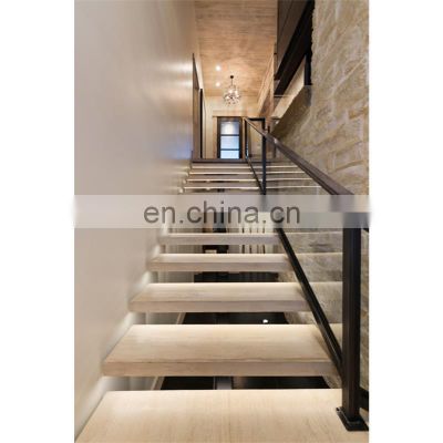 Floating Staircase Modern House Invisible Cantilever Design Glass Steel Wooden Stairs