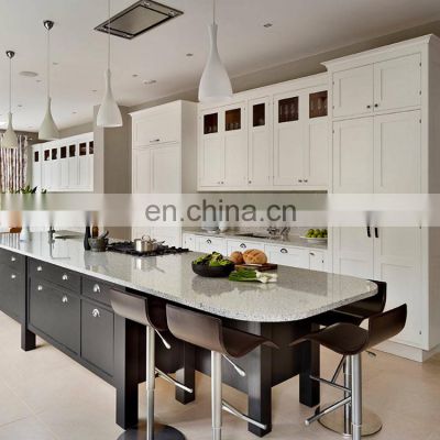 European style pvc temped glass modular kitchen cabinet sets