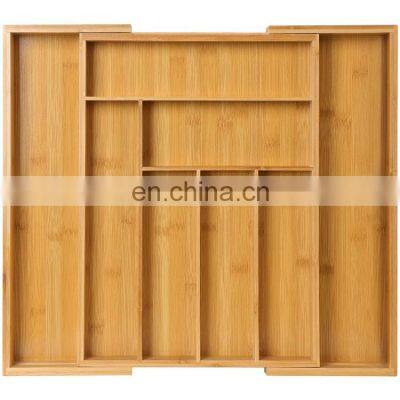 Vitalucks Bamboo Expandable Kitchen Drawer Tray Adjustable Cutlery Bamboo Drawer Organizer photo-2