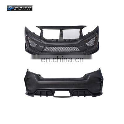 Factory Wholesale Body Kit Auto Parts Black Front Bumper Rear Bumper for Civic 10th