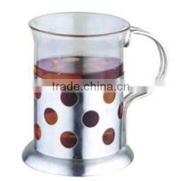 Glass Coffee Cup With Stainless Steel Handle, Drinking Glass Coffee Cup,coffee Cup With High Quality photo-2