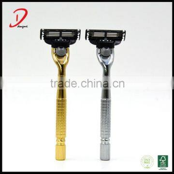 Cheap metal handle 3 blade shaving blade razor