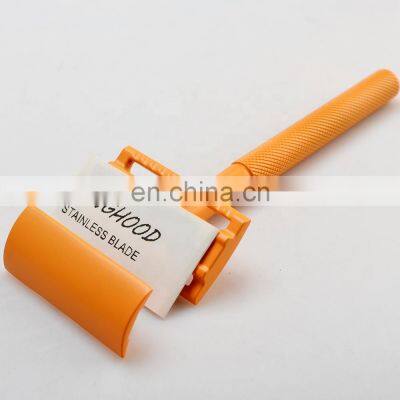 No Disposable Orange Color Stainless Steel Double Edge  Blade Safety Shaving Razor