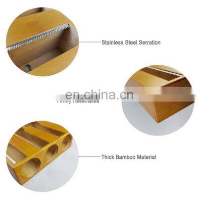 Single Bamboo Magnetic Plastic Wrap Dispenser With Slide Cutter Cling Wrap Dispenser photo-5