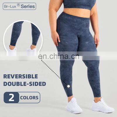 Tik Tok Plus Size Yoga Pants Wear On Both Sides Workout Tie Dye Push Up Leggings