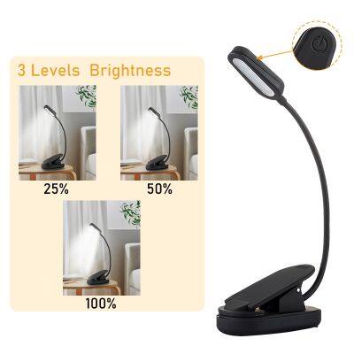 2024 New Style LED Clip on Mini Reading Light USB Rechargeable Book Light for Reading in Bed photo-4