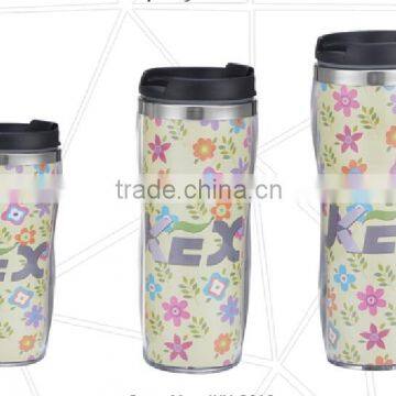 Inside Stasinless Steel Outside Plastic Double Eall Tumbler Mug