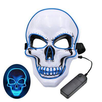 Luminous EL Wire Skull Mask Halloween Horror Scream Creepy Flashy Party Face Led Masks With Light photo-2