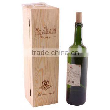 Personalized made in china custom cheap one bottles hinged wood box with shreds Lafite packaging                        
                                                Quality Choice