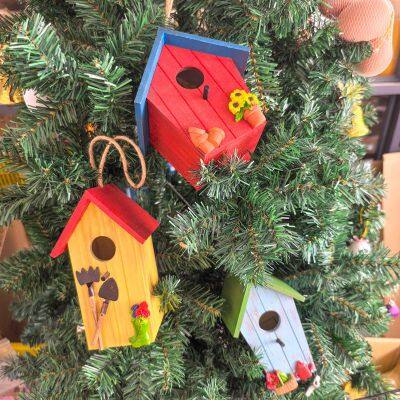 Wooden hanging ornaments garden wooden solid wood bird nest