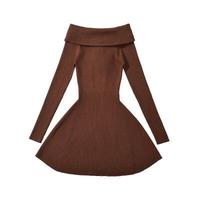 2025 Neue Mode, elegante einfarbige Off-Shoulder-Rückenlos-Mini-Kleidung für Frauen