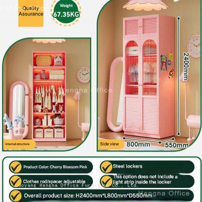 Montpellier Romantic Theme Suite Metal Armoire | Hidden Handle Minimalist Steel Closet | Zero Formaldehyde Luxury Storage