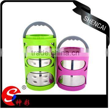 stainless steel colored tiffin lunch box/ 2 compartment insulated box/ bento box