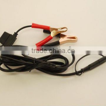 UL SPT -2 18 AWG cable with SAE plug to 15 A battery clip Cable Assembly