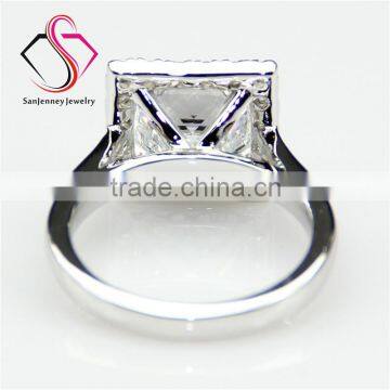 Princess Cut Moissanite Sqaure Halo 3 Carat 8mm Center 14k 18k White Yellow Gold Platinum Diamond Engagement Ring photo-2