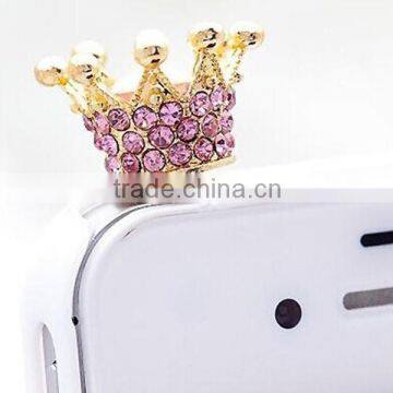 Hot Selling Diamond Crown Dust Plugs For iPhone 6 Plus
