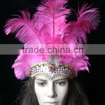 Masquerade feather headdress (pink) for carnival/performance/party