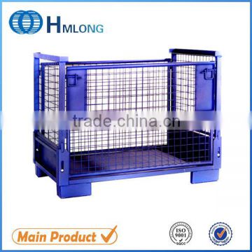 Folding stacking wire steel cage pallet