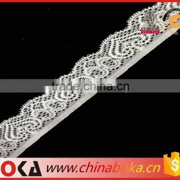 Fashion Spandex Nylon White Heart Pattern Lace for Garment Decorate