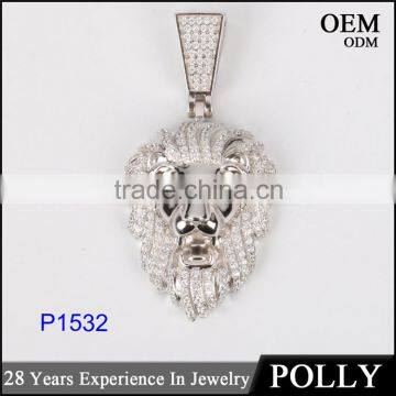 China Jewelry Manufacturer Suply Sterling Silver Paved Leopard Head Pendant photo-2