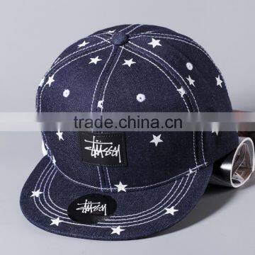 Hot Popular Star Printed Applique Sewed Man Women Flat Snapback Custom