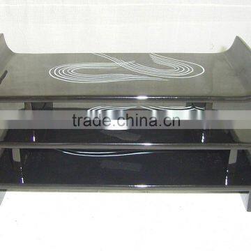 Set of three black and white lacquered tray TK Vietnam