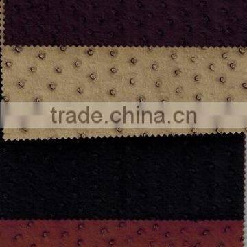 Best price Ostrich grain synthetic pu leather for bag with stock lots