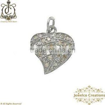 Diamond Leaf Charm Pendant, Diamond Silver Charm, 925 Silver Charm, Pave Charm Jewelry, Designer Leaf Charm, Handmade Charm