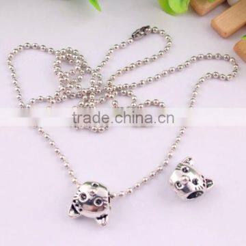 2015 Latest Wholesale alloy cat chunky necklace/ball chain with cat pendants jewelry !