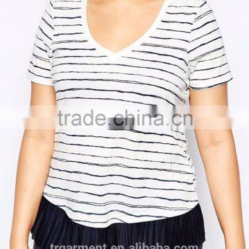 Plus size t-shirts fitness girl stripes dresses design for women wear supplier