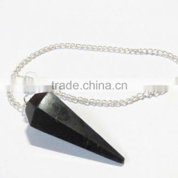 6-Facet Natural Black tourmaline Gemstone Pendulums