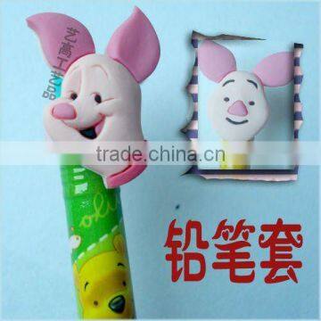 Directly Factory custom lovely Pink Pig PVC pencil charm