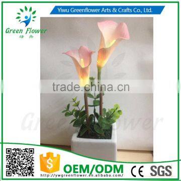Home Decoration Decorative Flowers & Wreaths Type two heads Calla Lily LED bonsai Real Touch for Home Weddings decorations