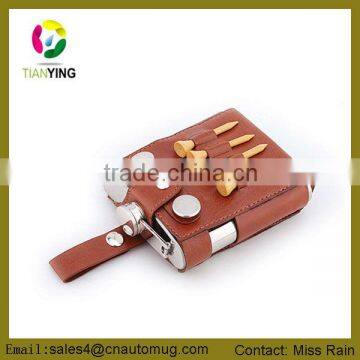 stainless steel hip flask with cigarette case