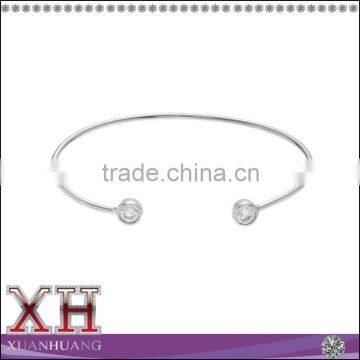 Simple Design Rhodium -Plated Sterling Silver Bangle