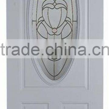 Small oval glass steel door wooden edge