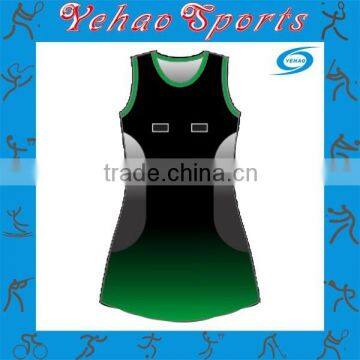 Green color for girls custom netball dress