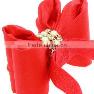 Cute Silk Bow Headbands,Pearl Rhinestone Center Bow Headband for Babies photo-4
