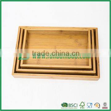 3 pack Bamboo serving tray with handle