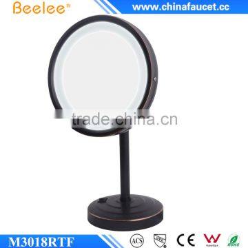 ORB Black Round Mirror 8'' Thin Single Way Lighted Table Mirror photo-2