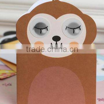 2016 monkey shape pattern of handmade thanksgiving card/birthday card/greeting card