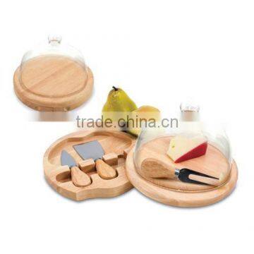 Hot selling Cheese cutting board set with knif and glass dome                        
                                                Quality Choice