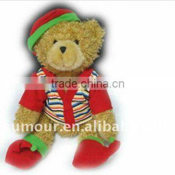 10" Teddy Bear with Christmas Clothing