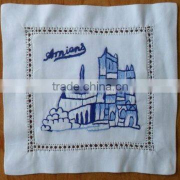 Hand embroidered lavender sachet/bag/pillow-castle(design #62)