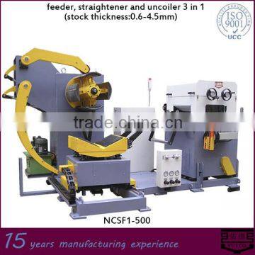 metal sheet coil feeder, straightener and uncoiler