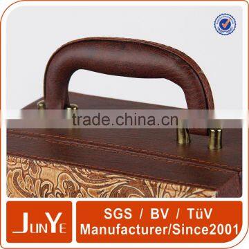 Dark Brown Two Bottles Wine pu Gift Packaging Box Quality Choice photo-3