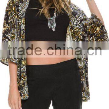 New fashion vintage printing summer kimono beach blouse