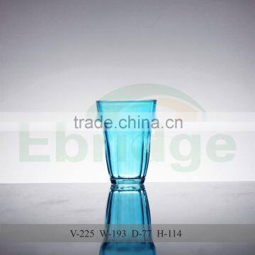 colorful light blue painted glass tea cups for drinking